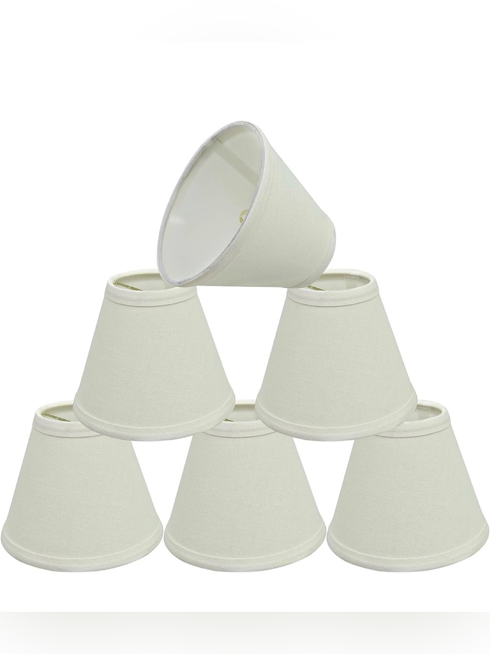 Empire Clip-On Chandelier Lamp Shade, Off-White, 3" Top x 6" Bottom x 5" Slant H